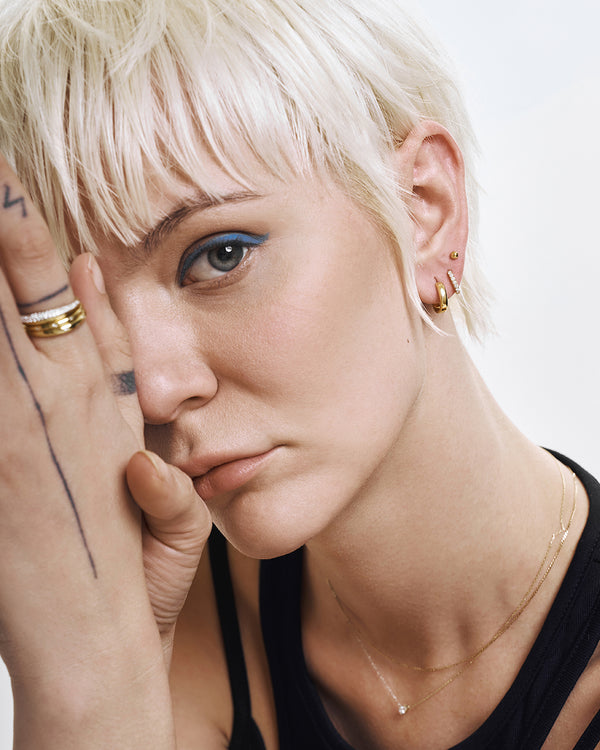 KARLIE | Lab-Grown Diamond Oval Paperclip Huggie Hoop