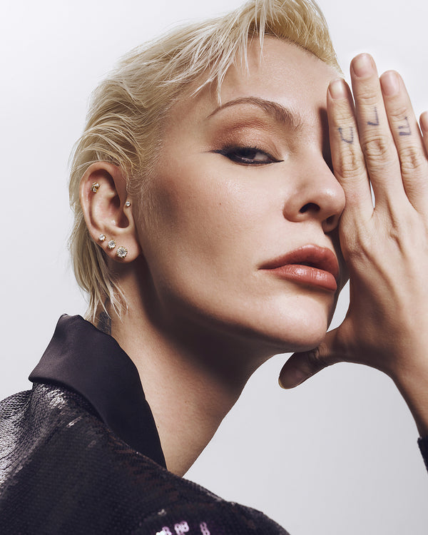 FOXY | Lab Grown Diamond Fancy Cross Threadless Flatback Earring