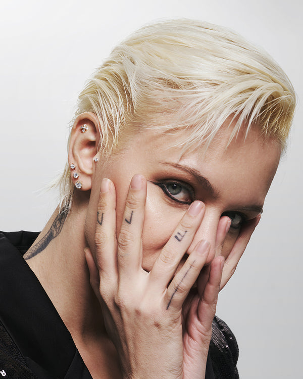 FOXY | Lab Grown Diamond Fancy Cross Threadless Flatback Earring