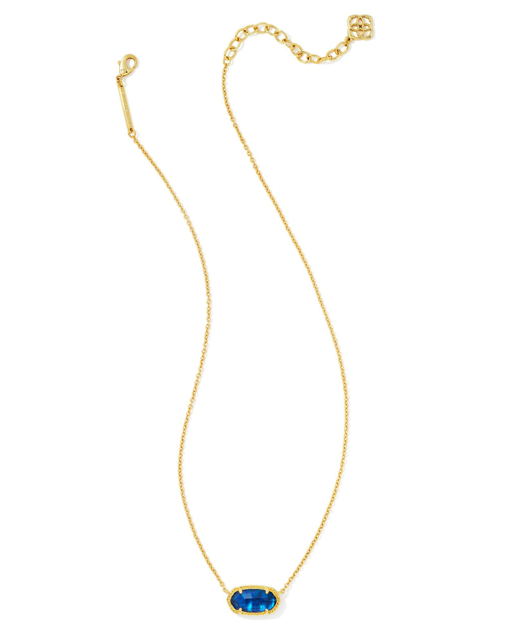 Elisa Gold Pendant Necklace in Navy Abalone