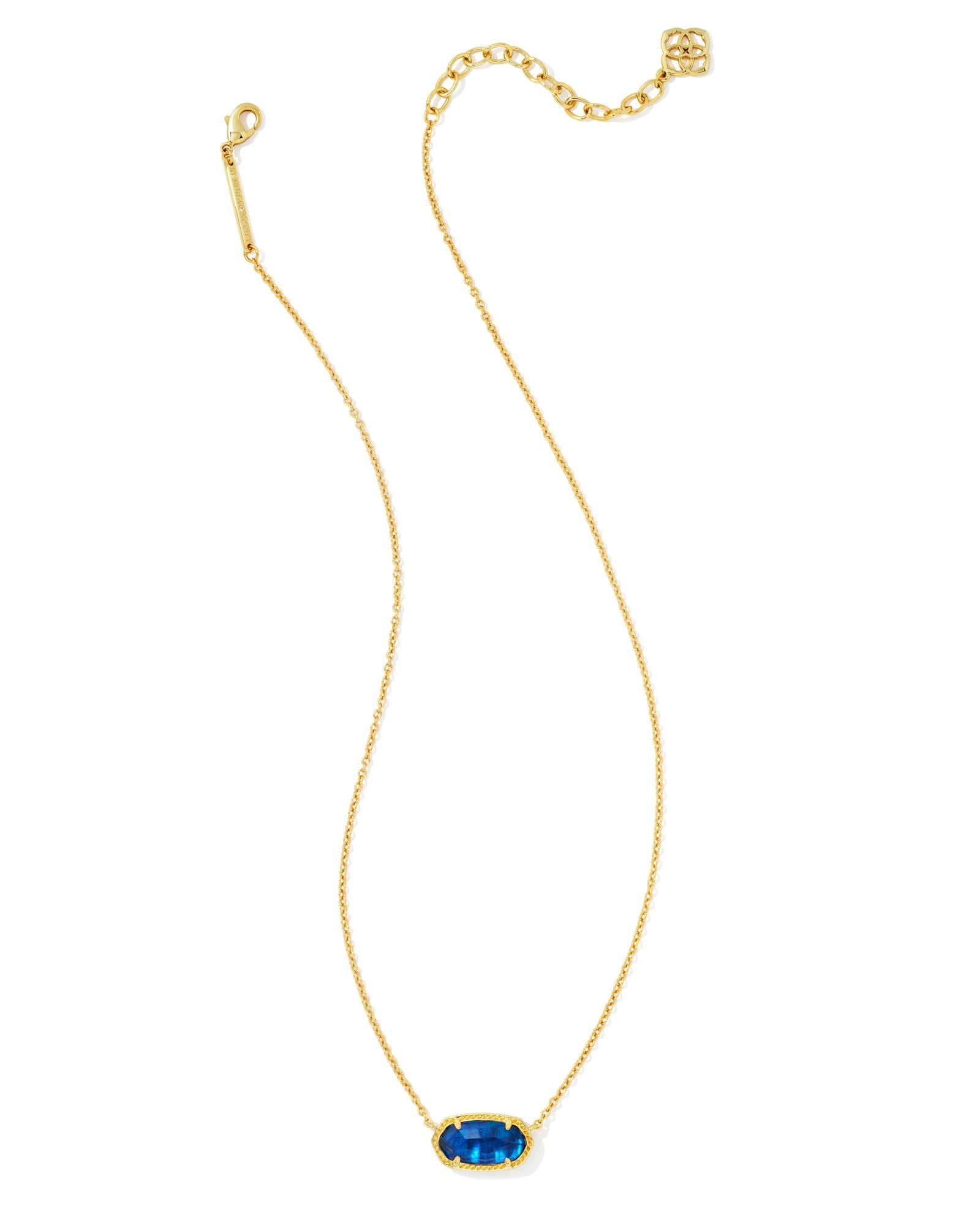 Elisa Gold Pendant Necklace in Navy Abalone