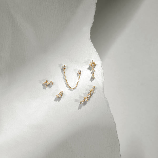 CAELI | Triple Diamond Threadless Flatback Earring