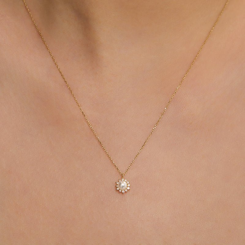 LISETTE | Pearl with Lab Grown Diamond Accent Necklace