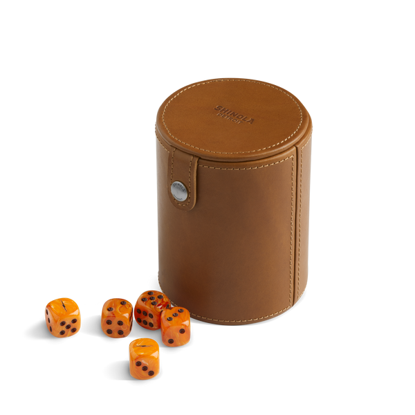 LEATHER DICE CUP WITH DICE | Vachetta Leather