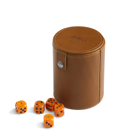 LEATHER DICE CUP WITH DICE | Vachetta Leather