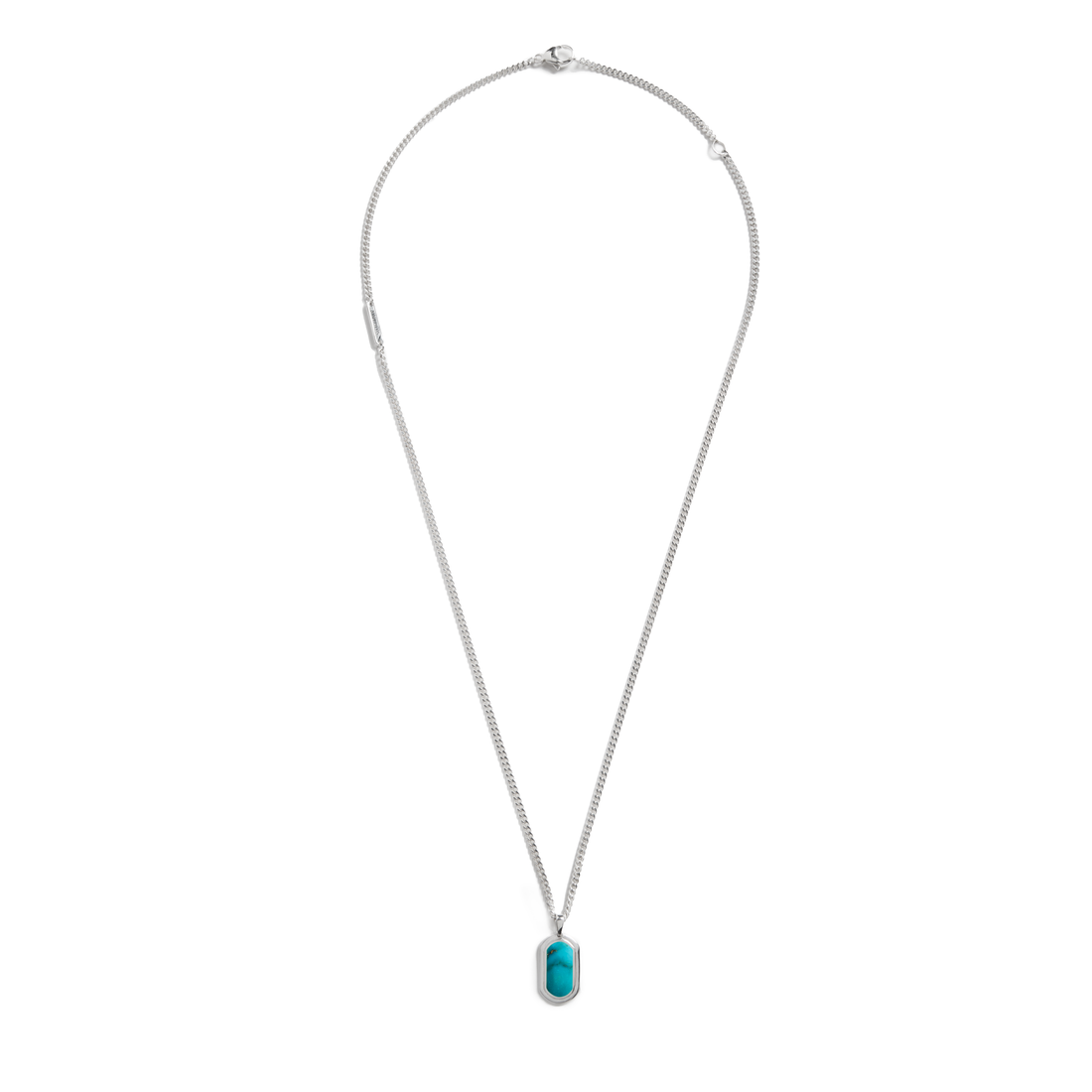 TURQUOISE INLAY TAG NECKLACE | Sterling Silver