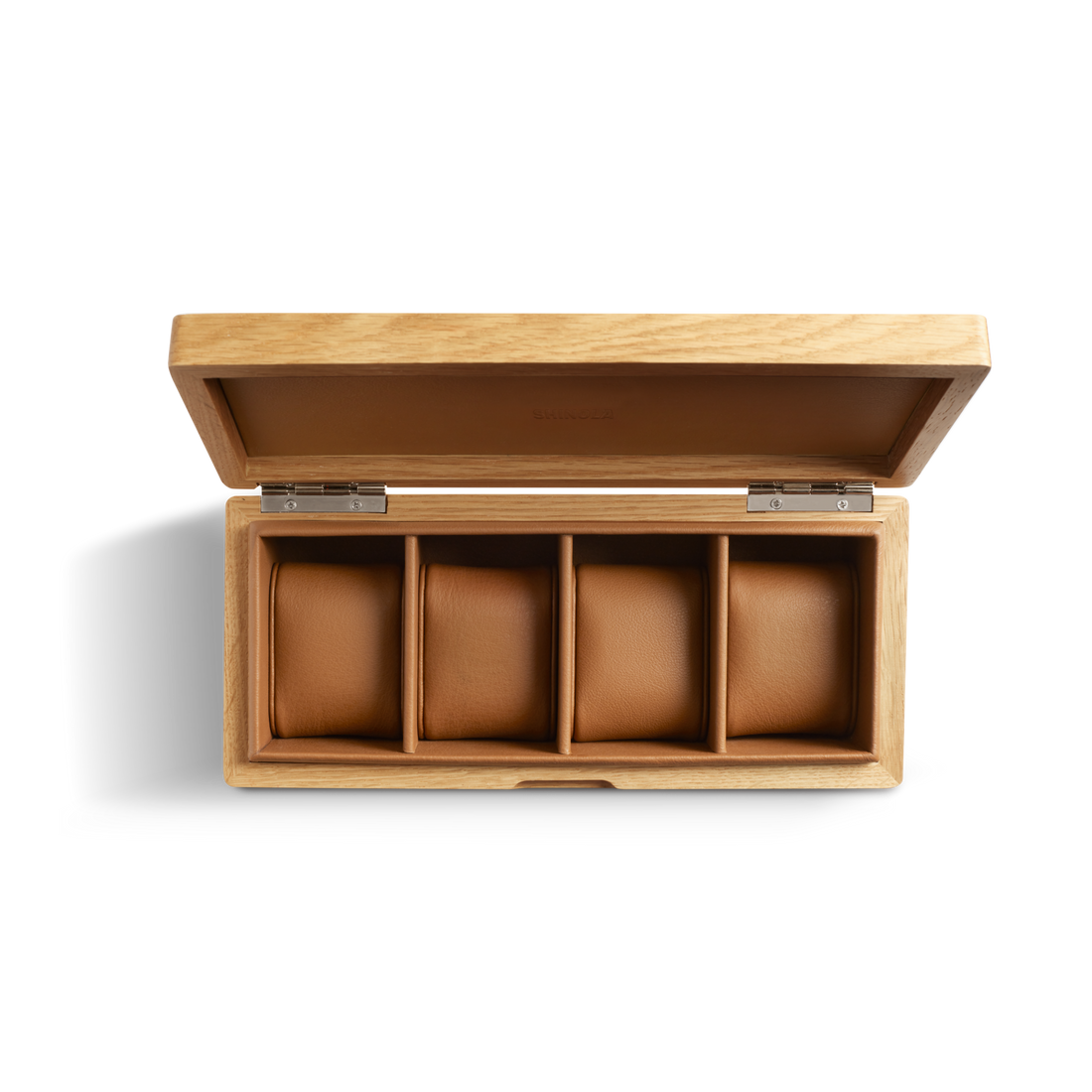 4 SLOT WATCH COLLECTOR'S BOX | Oak/Tan