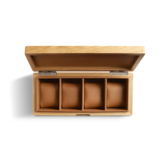 4 SLOT WATCH COLLECTOR'S BOX | Oak/Tan
