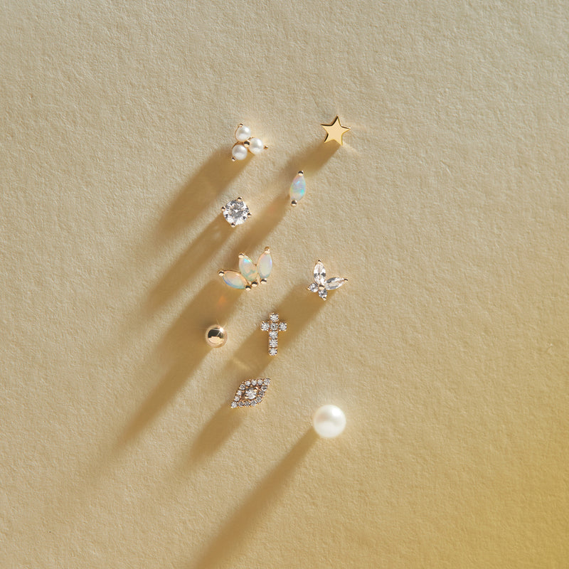 SKIPPER | White Sapphire Butterfly Threadless Flatback Earring