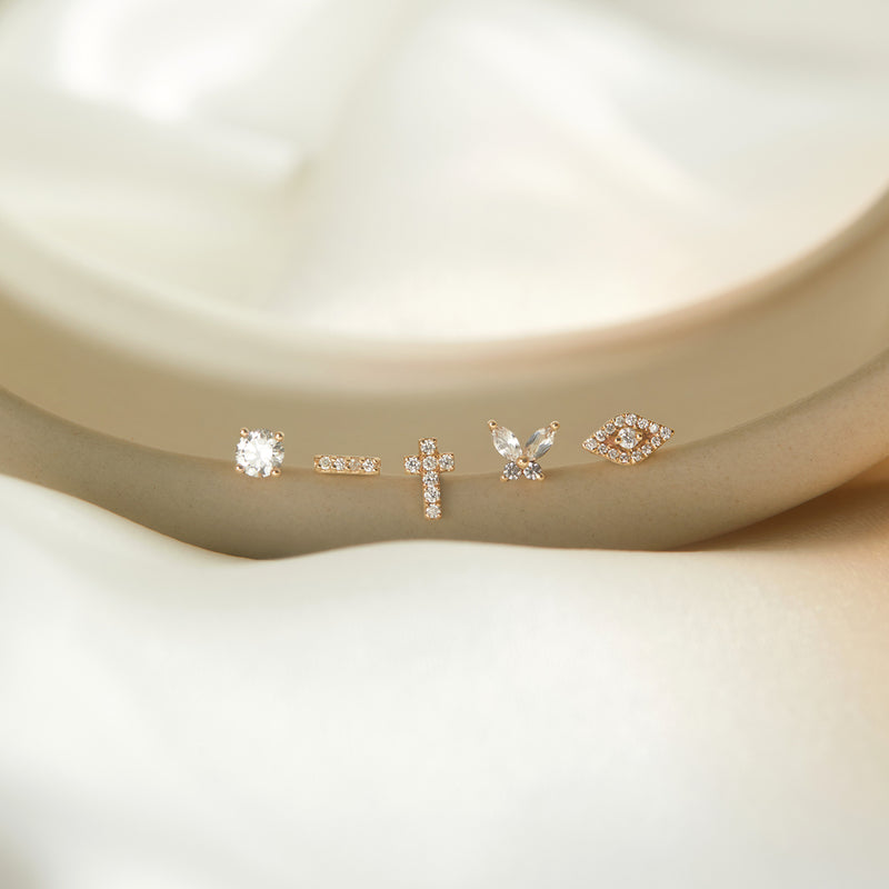 SKIPPER | White Sapphire Butterfly Threadless Flatback Earring