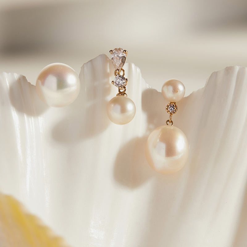 MAISON | Pearl and Lab Grown Diamond Dangling Single Stud Earring