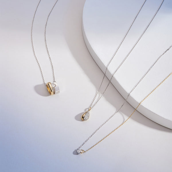 SANILIA | Two-Tone Bezel Pear Lab-Grown Diamond Pendant Necklace