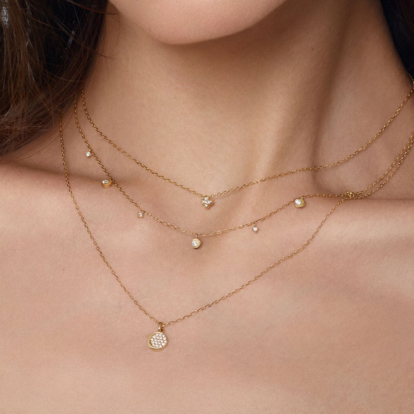 CORDELIA | Half Bezel Pave Lab Grown Diamond Necklace