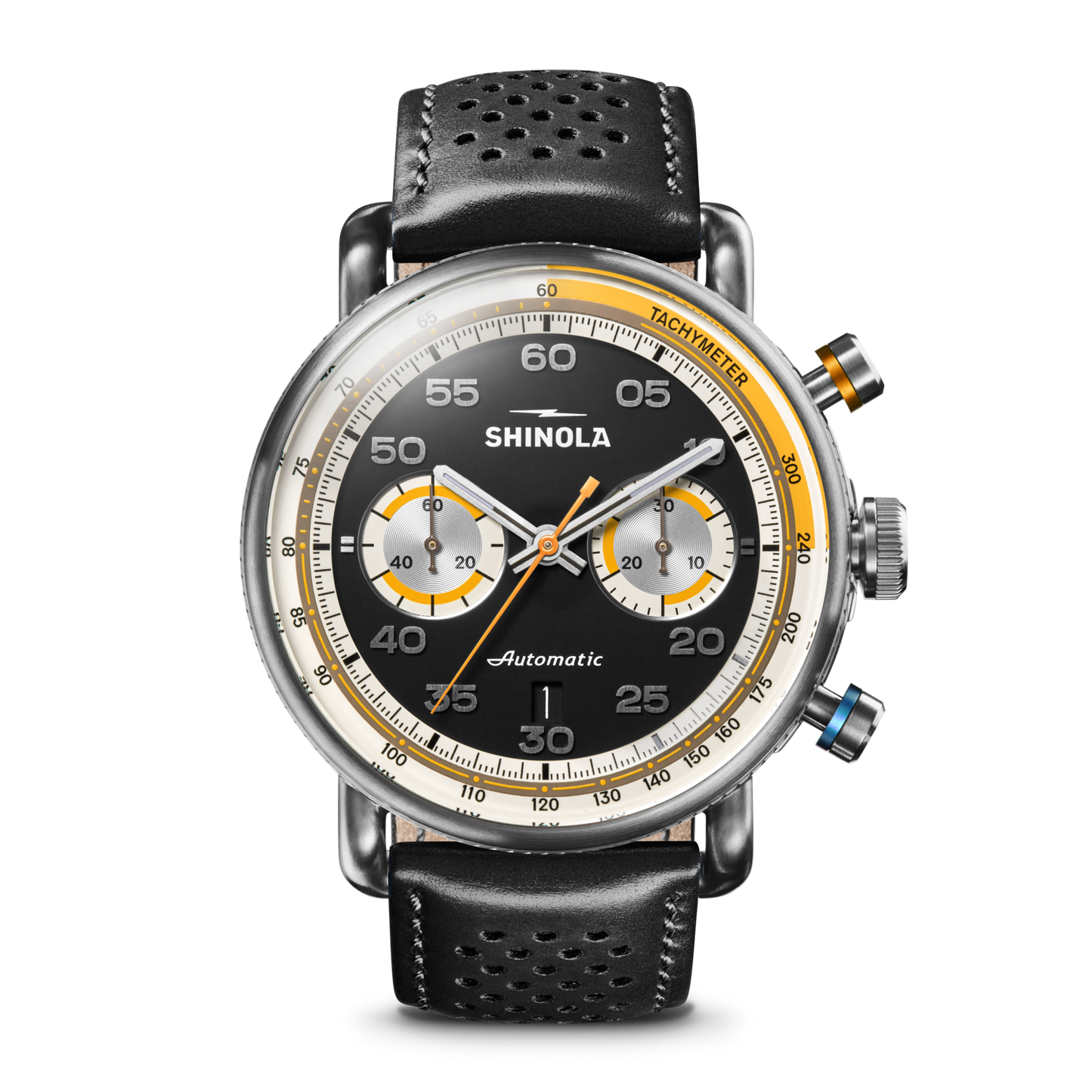 THE CANFIELD SPEEDWAY OPEN ROAD AUTOMATIC CHRONOGRAPH WATCH | Black