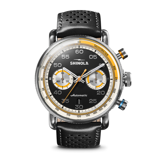 THE CANFIELD SPEEDWAY OPEN ROAD AUTOMATIC CHRONOGRAPH WATCH | Black