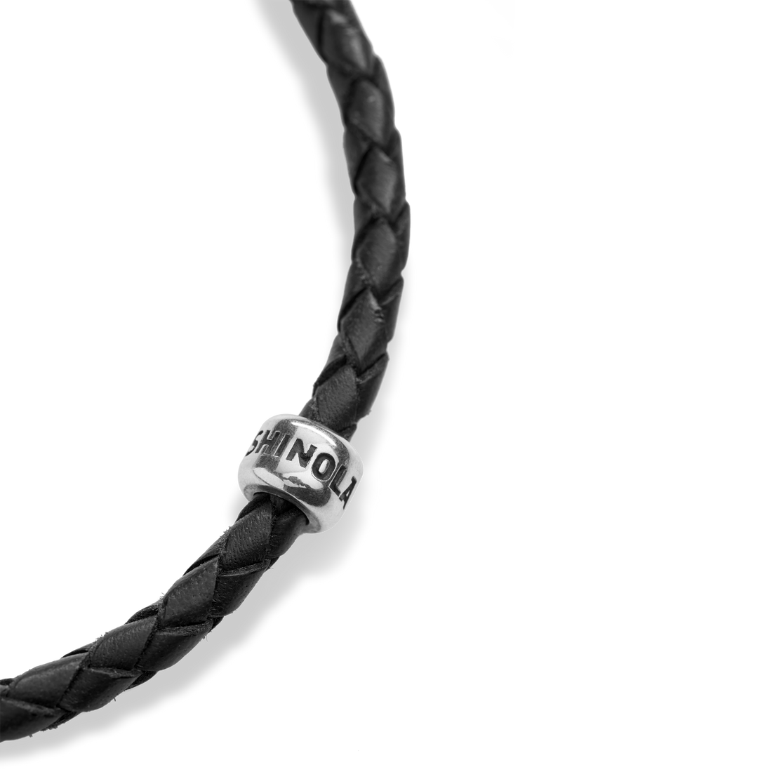 SINGLE WRAP WOVEN LEATHER BRACELET | Sterling Silver