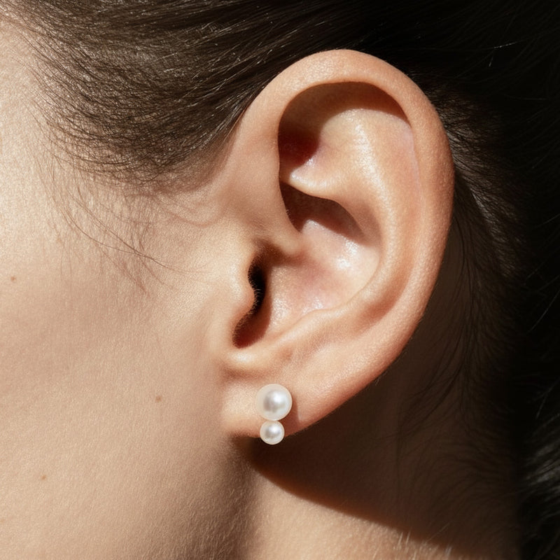 ALBA | Double Pearl Single Stud Earring