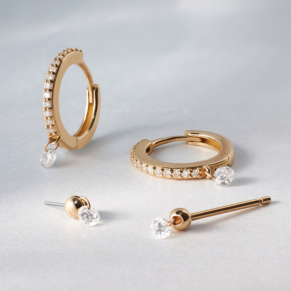 ALLEGRO | Floating Diamond Huggie Hoops