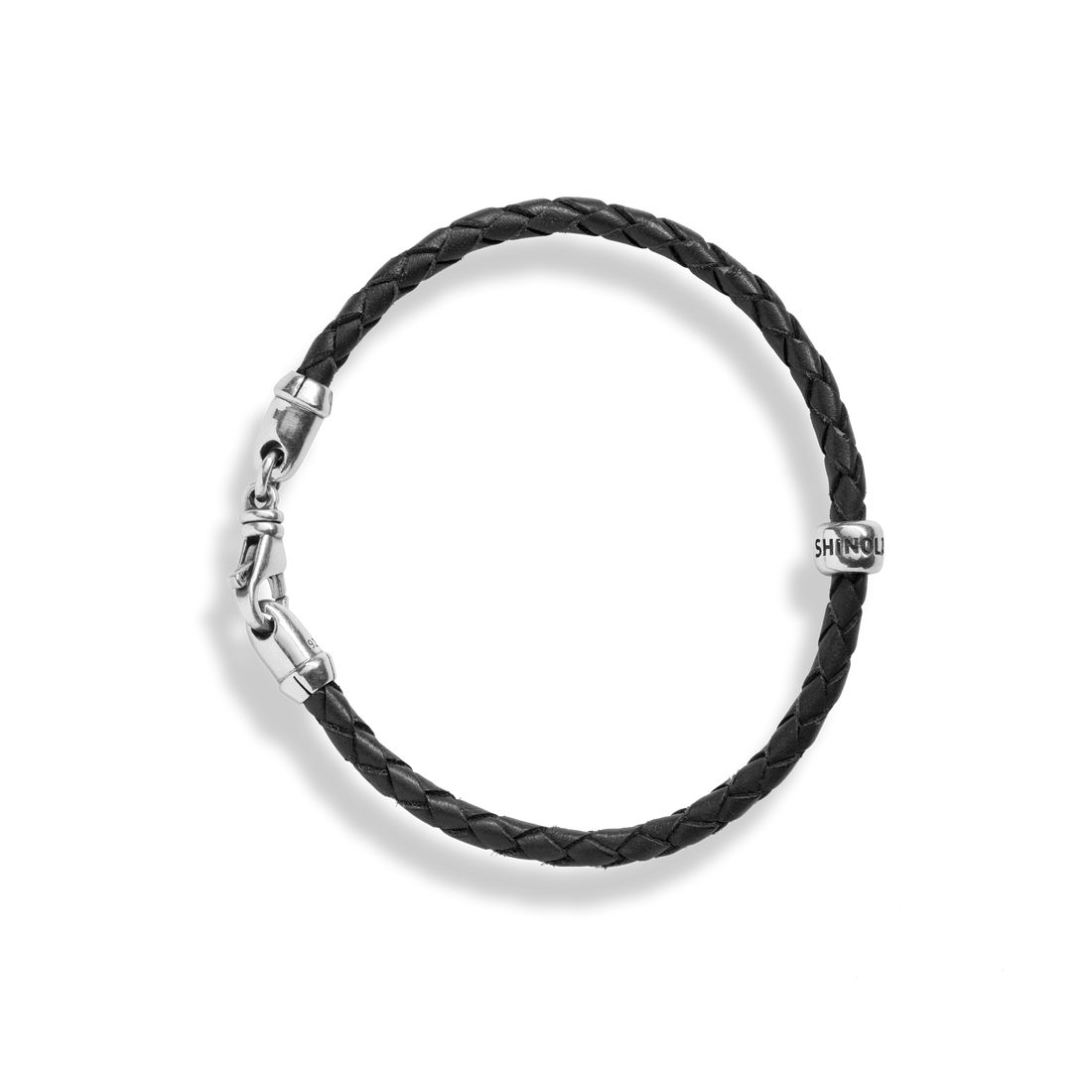 SINGLE WRAP WOVEN LEATHER BRACELET | Sterling Silver