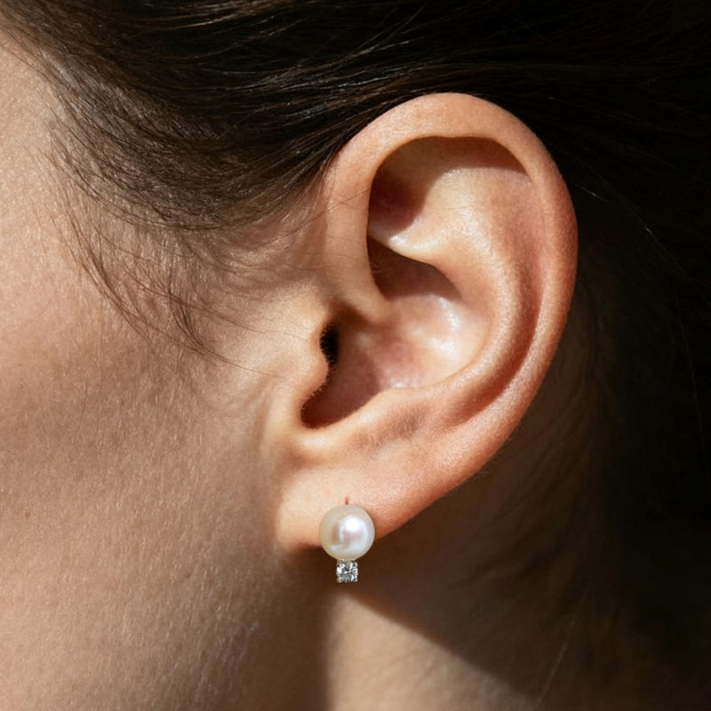 NUA | Pearl with Lab Grown Diamond Accent Single Stud Earring