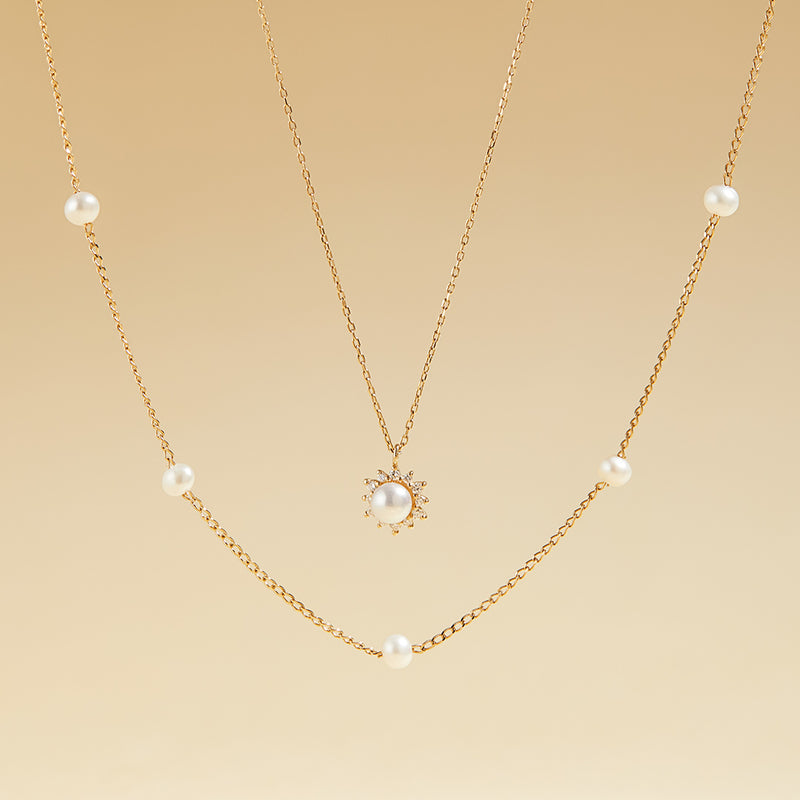 LISETTE | Pearl with Lab Grown Diamond Accent Necklace