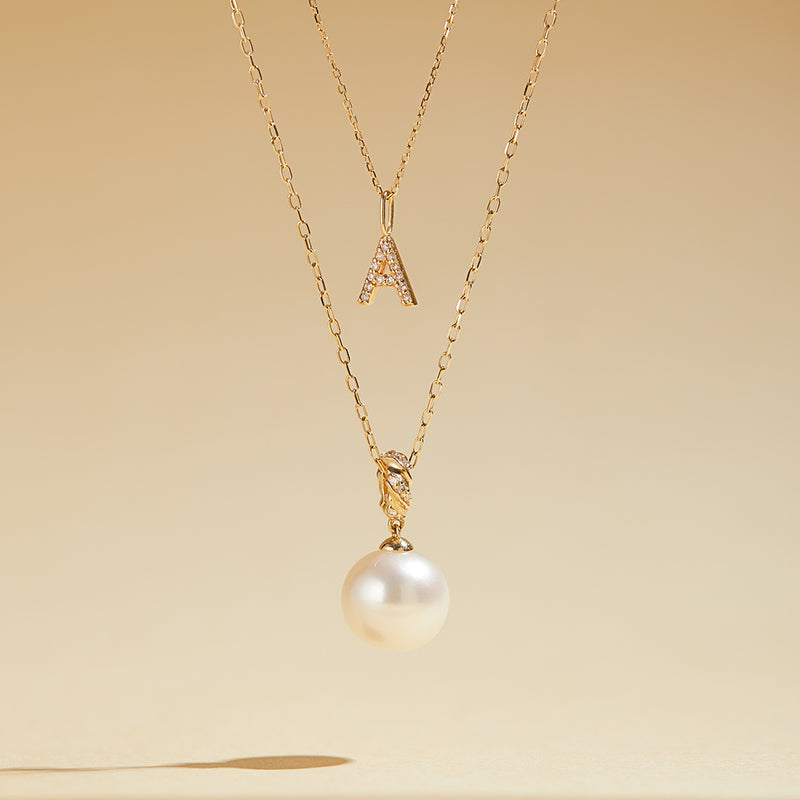 KALINDA | Pearl Necklace with Lab Grown Diamond Accent