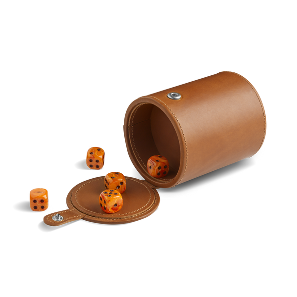 LEATHER DICE CUP WITH DICE | Vachetta Leather