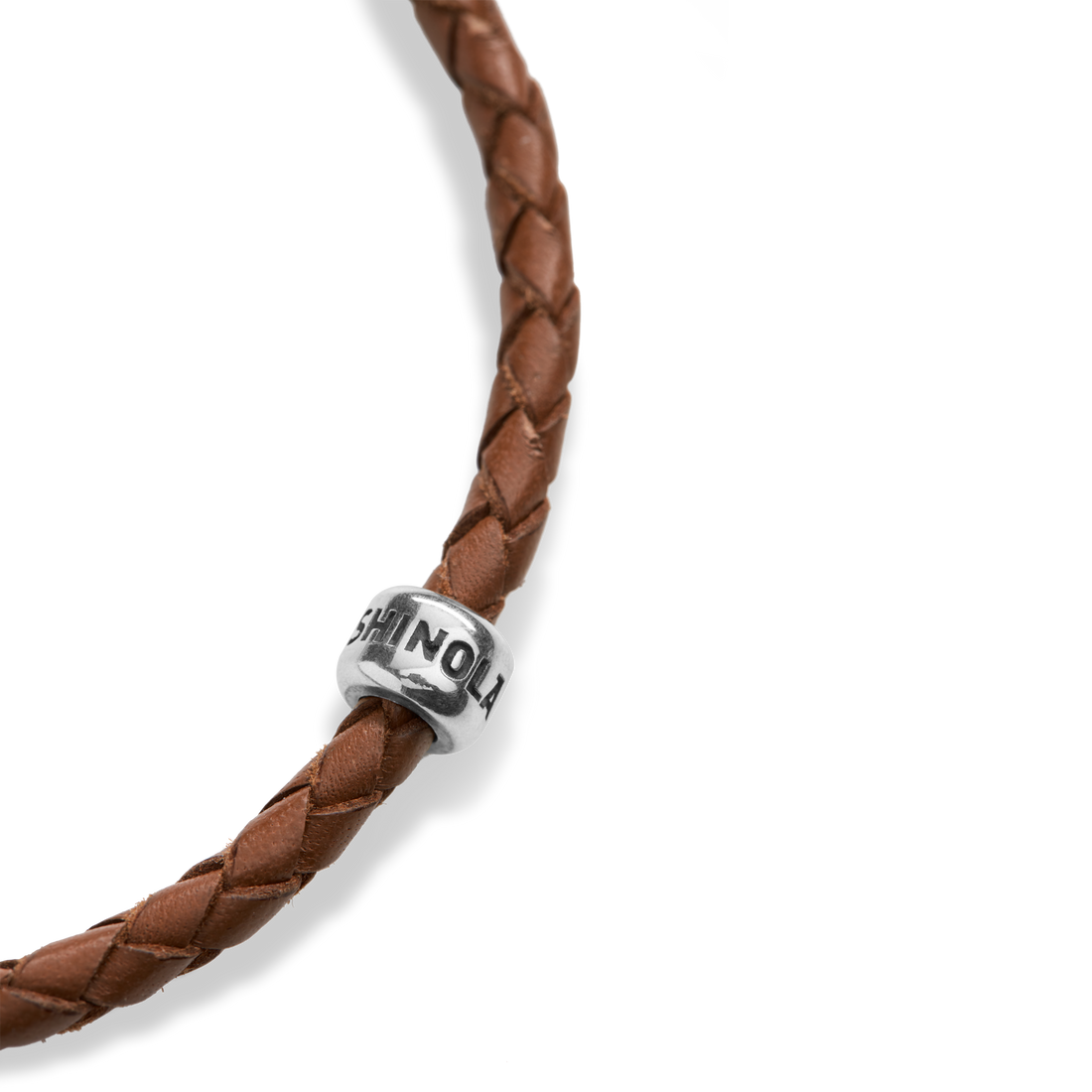 SINGLE WRAP WOVEN LEATHER BRACELET | Sterling Silver
