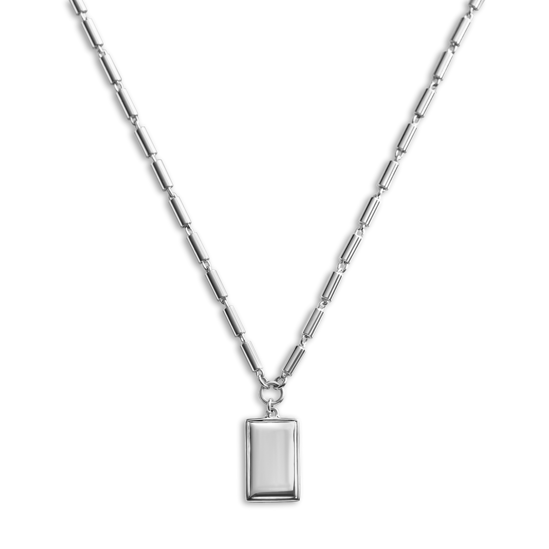 PETITE RECTANGULAR TAG NECKLACE | Sterling Silver