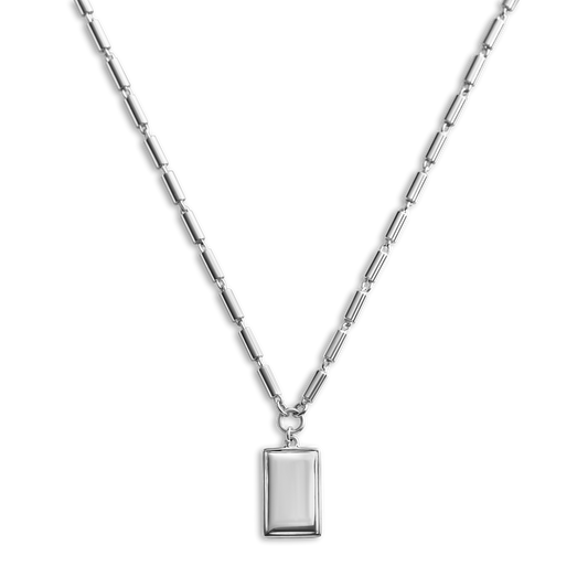 PETITE RECTANGULAR TAG NECKLACE | Sterling Silver