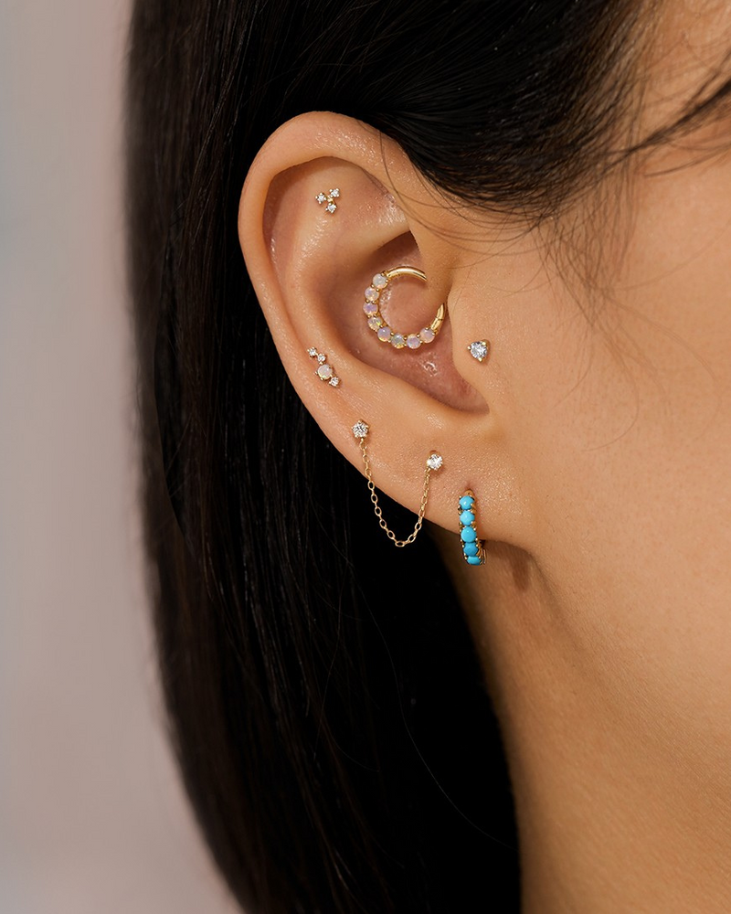 VENUS | Single Opal And Diamond Threadless Flatback Earring