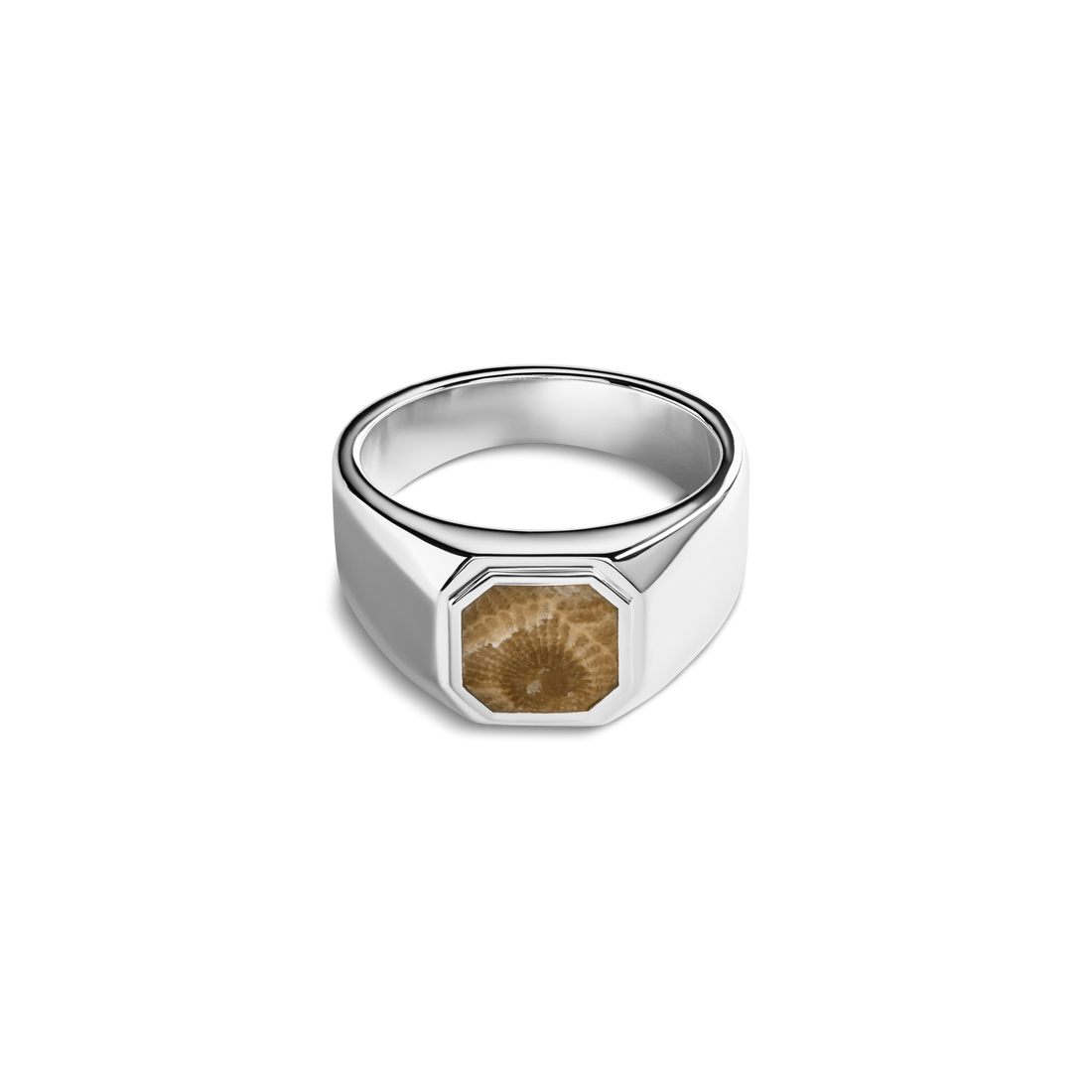 OCTAGONAL INLAY SIGNET RING PETOSKEY | .925 Sterling Silver