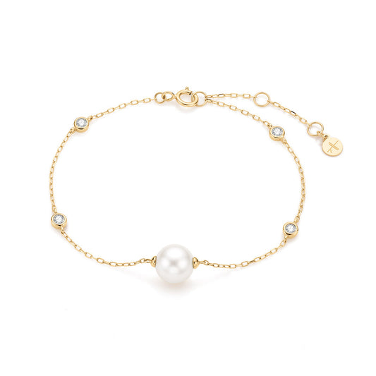 SOLANA | Pearl and Lab Grown Diamond Station Bracelet