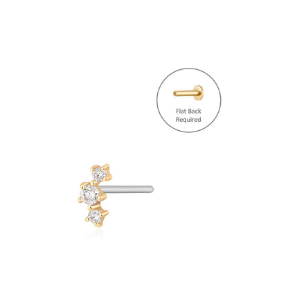 CAELI | Triple Diamond Threadless Flatback Earring