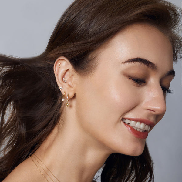 ZINNIA | Bezel Half Moon Lab Grown Diamond Threaded with Flatback