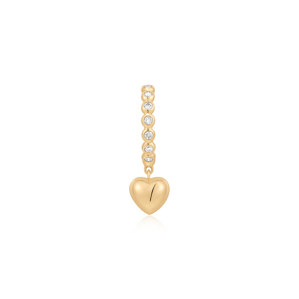 CORALIE | Bezel Lab Grown Diamond Dangle Heart Huggie Earring