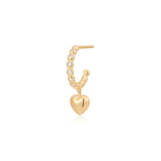 CORALIE | Bezel Lab Grown Diamond Dangle Heart Huggie Earring