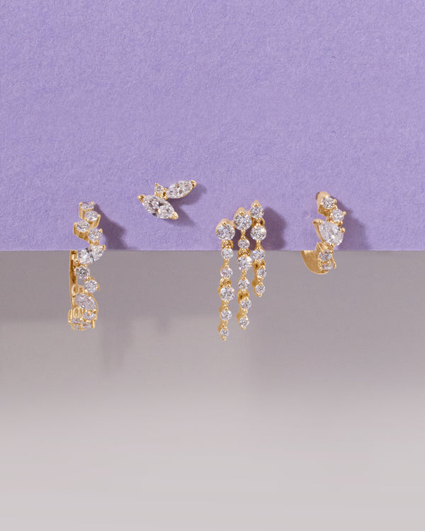 OSUPA | 3-Row Dangling Lab Grown Diamonds Threaded Flatback