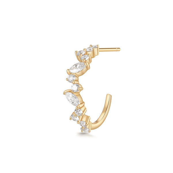 LEANDRA | Marquise and Round Lab Grown Diamond Single Huggie