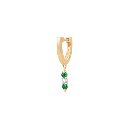 KENZA | Dangle Lab Grown Emerald and Sapphire Huggie