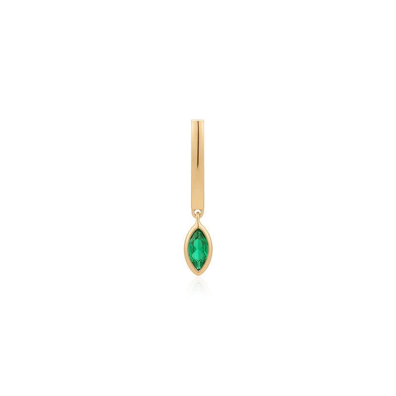 MARIGOLD | Dangle Marquise Lab Grown Emerald Huggie