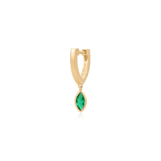 MARIGOLD | Dangle Marquise Lab Grown Emerald Huggie