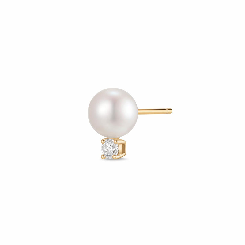 NUA | Pearl with Lab Grown Diamond Accent Single Stud Earring