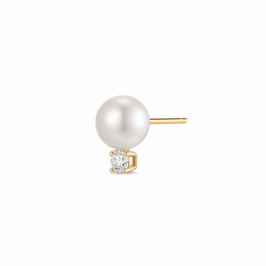 NUA | Pearl with Lab Grown Diamond Accent Single Stud Earring