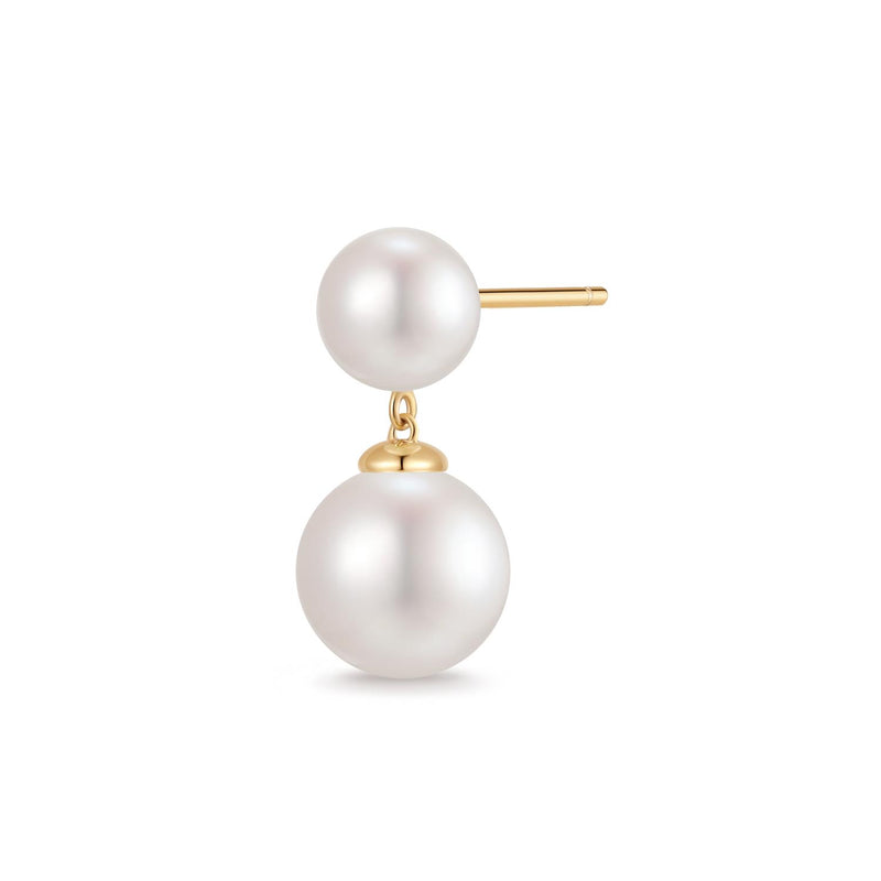 PERLINA | Double Pearl Drop Single Stud Earring