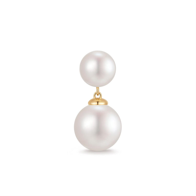 PERLINA | Double Pearl Drop Single Stud Earring