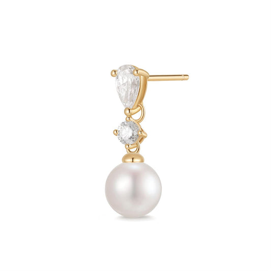 MAISON | Pearl and Lab Grown Diamond Dangling Single Stud Earring