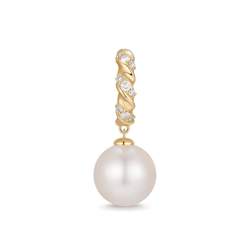 PERLA | Pearl and Lab Grown Diamond Dangling Single Stud Earring