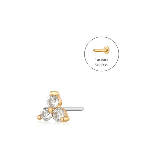 ALESSA | White Sapphire Triple Cluster Threadless Flatback Earring