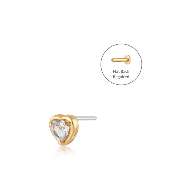 ARABELLA | White Sapphire Heart Threadless Flatback Earring